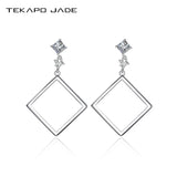 TKJ Fine Female Earrings 925 Silver CZ Zirconia Square Shape