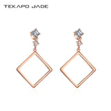 TKJ Fine Female Earrings 925 Silver CZ Zirconia Square Shape