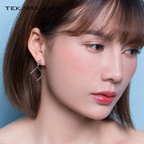 TKJ Fine Female Earrings 925 Silver CZ Zirconia Square Shape
