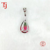 TKJ Friendship Gift Necklace Colorful Tourmaline Crystal 925 Sterling Silver