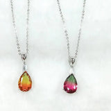 TKJ Friendship Gift Necklace Colorful Tourmaline Crystal 925 Sterling Silver