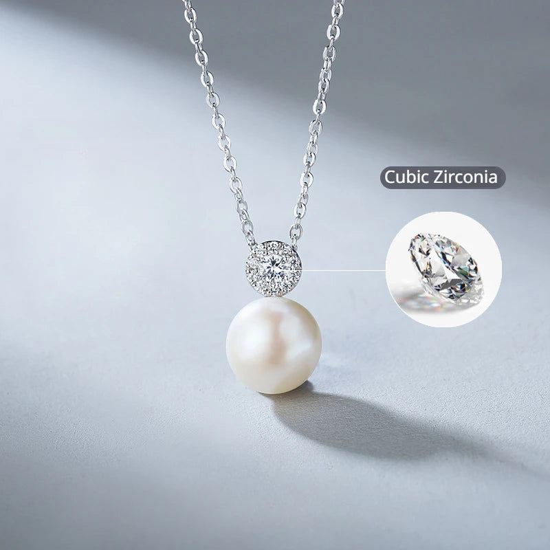CZ Pearl Pendant Necklace for Women - Banquet Party Jewelry