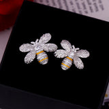 S925 Sterling Silver Bee Earrings, Micro-Inlaid Zircon, Girls' Earrings