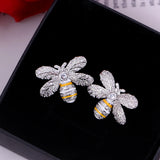 S925 Sterling Silver Bee Earrings, Micro-Inlaid Zircon, Girls' Earrings