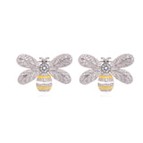 S925 Sterling Silver Bee Earrings, Micro-Inlaid Zircon, Girls' Earrings