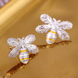 S925 Sterling Silver Bee Earrings, Micro-Inlaid Zircon, Girls' Earrings