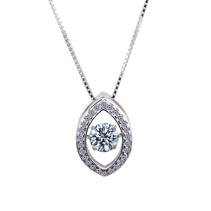 Elegant S925 Sterling Silver Pendant Necklace with Smart Dance Packing