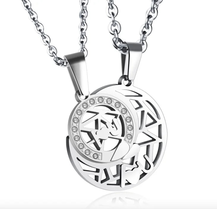 TN2 Necklace Men Stainless Steel Multilayer Pendant Necklace