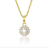 TN3 Round Pendant Micro Pave CZ Necklace Lucky Jewelry Colorful