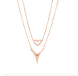 TN3 Heart Pendent Charm Chain Necklace Copper Zirconia Stone