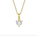 TN3 Heart Pendent Charm Chain Necklace Copper Zirconia Stone