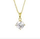 TN3 Heart Pendent Charm Chain Necklace Copper Zirconia Stone