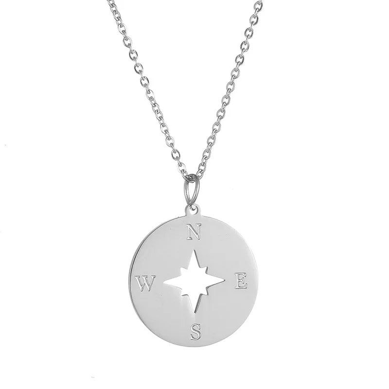 Steel Chain Necklace Leaf Square Pendants Goth Choker Necklaces