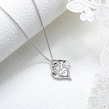 TNF88 Mother and Child Heart Love Necklace Silver Jewelry