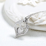 TNF88 Mother and Child Heart Love Necklace Silver Jewelry
