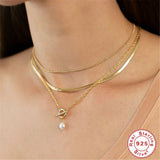 925 Sterling Silver Pearl Pendant Clavicle Necklace Gift