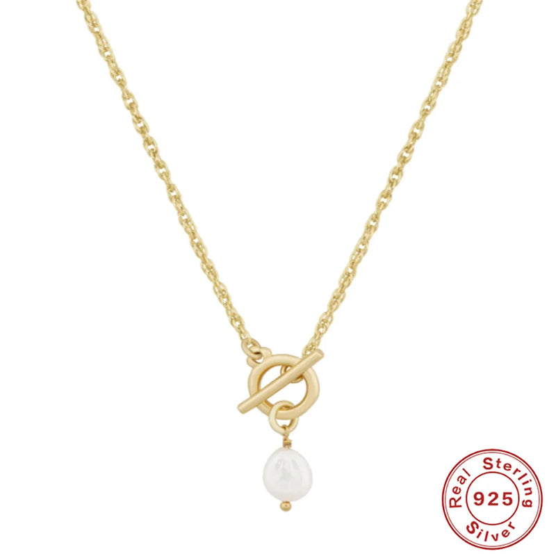 925 Sterling Silver Pearl Pendant Clavicle Necklace Gift