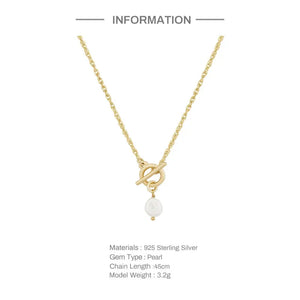 925 Sterling Silver Pearl Pendant Clavicle Necklace Gift