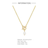 925 Sterling Silver Pearl Pendant Clavicle Necklace Gift