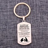 BONUS SON Gift Keychain Stainless Steel Dog Tag Pendant