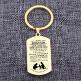 BONUS SON Gift Keychain Stainless Steel Dog Tag Pendant