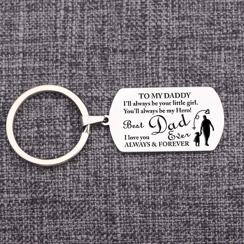 Daddy Keychain Dad Gift from Daughter Bag Charm Stainless Steel Keepsake