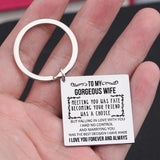 TO MY GORGEOUS WIFE Stainless Steel Couple Keychain Keyring Love Forever