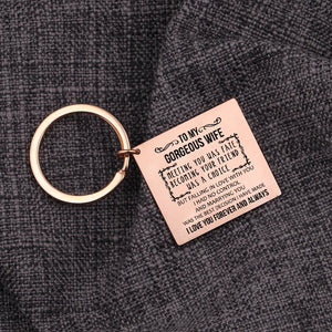 TO MY GORGEOUS WIFE Stainless Steel Couple Keychain Keyring Love Forever