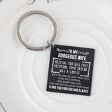 TO MY GORGEOUS WIFE Stainless Steel Couple Keychain Keyring Love Forever