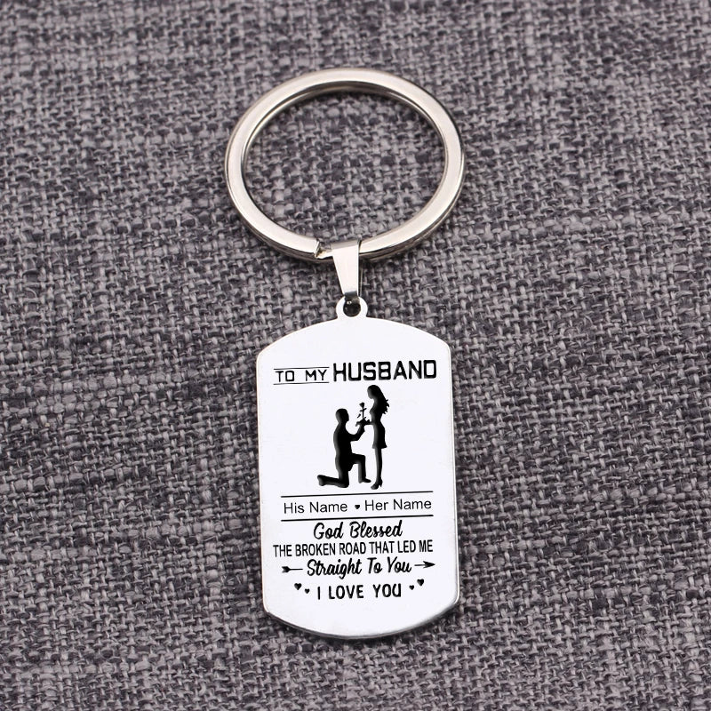 Personalized Couple Names Keychain Gift