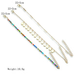 3PCS Bohemian Sequins Anklets For Women Bracelet Anklet on Leg