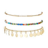 3PCS Bohemian Sequins Anklets For Women Bracelet Anklet on Leg