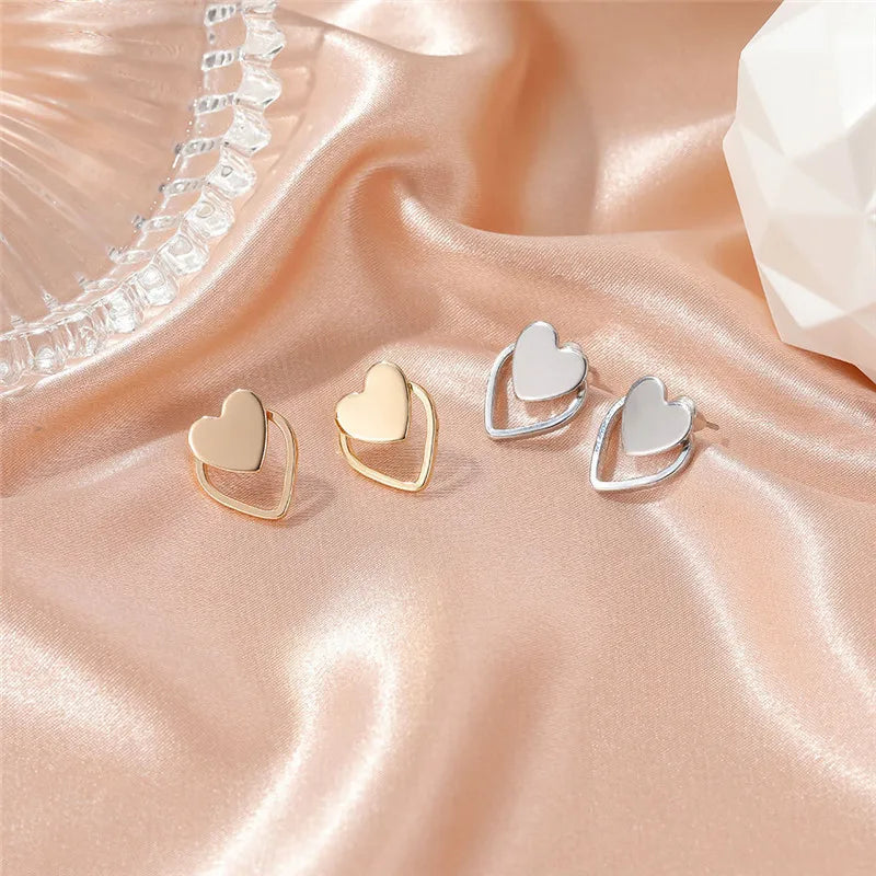 Vintage Punk Hollow Heart Earrings for Women