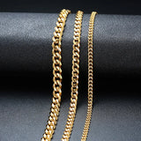 Punk Vintage Men Necklace Stainless Steel Cuban Link Chain Silver Male Jewelry