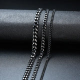 Punk Vintage Men Necklace Stainless Steel Cuban Link Chain Silver Male Jewelry