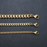 Punk Vintage Men Necklace Stainless Steel Cuban Link Chain Silver Male Jewelry