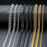 Punk Vintage Men Necklace Stainless Steel Cuban Link Chain Silver Male Jewelry