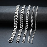 Punk Vintage Men Necklace Stainless Steel Cuban Link Chain Silver Male Jewelry