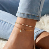 Vintage Anklet Set Multilayer CZ Anklet Bracelet Foot Beach Jewelry
