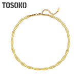 Waterproof Herringbone Chain Necklace Bracelet Set, 18K Plated Stainless Steel