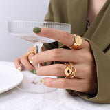 Stainless Steel Butterfly Flower Geometric Personality Ring