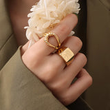 Stainless Steel Butterfly Flower Geometric Personality Ring