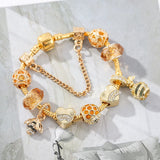 Bees Dangles Charm Bracelet Crystal Beads Fine Bracelet For Women Kids Birthday