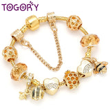 Bees Dangles Charm Bracelet Crystal Beads Fine Bracelet For Women Kids Birthday