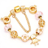 Bees Dangles Charm Bracelet Crystal Beads Fine Bracelet For Women Kids Birthday