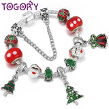 Christmas Tree Santa Claus Beads Charm Bracelet Xmas Jewelry Gift