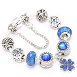 Antique Silver Charm Bracelet & Bangle with Sunflower Beads