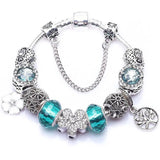 Antique Silver Charm Bracelet & Bangle with Sunflower Beads
