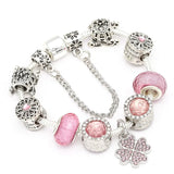 Antique Silver Charm Bracelet & Bangle with Sunflower Beads