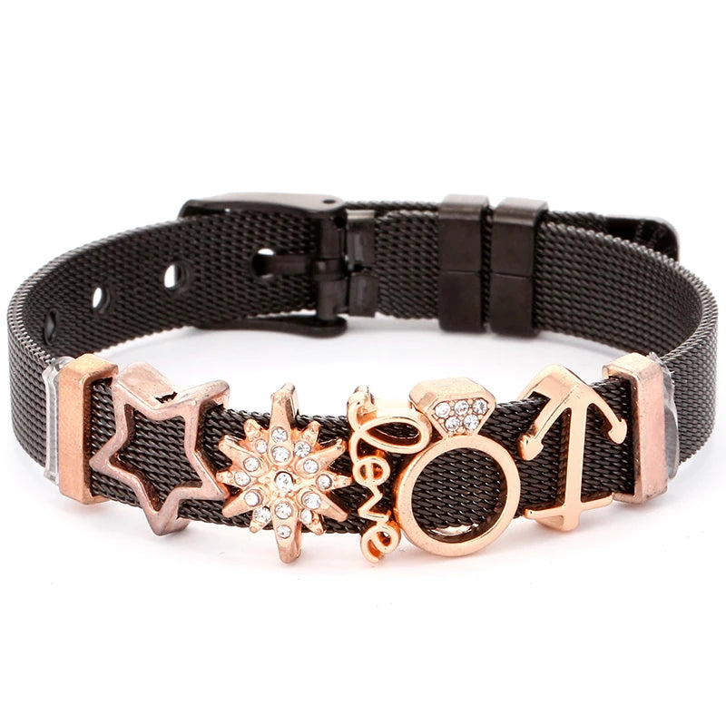 Heart to Heart Beads Bracelet Charms Mesh Bracelet